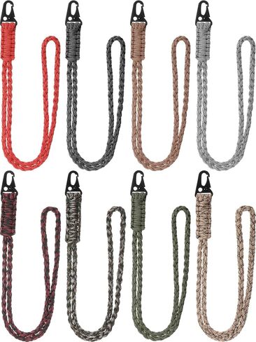 Quelay 8 قطعة الثقيلة Paracord سلسلة مفاتيح قصيرة Paracord قلادة هاتف محمول المفاتيح صفارات المعصم مضفر حزام in Kuwait