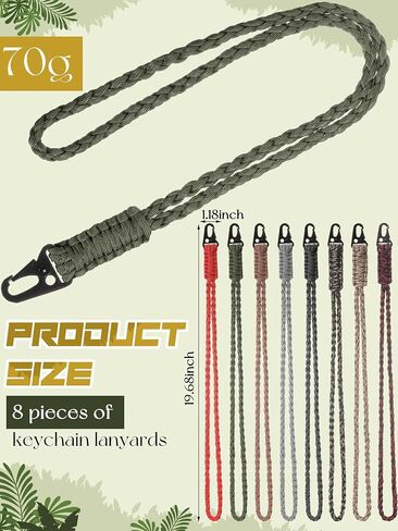 Quelay 8 قطعة الثقيلة Paracord سلسلة مفاتيح قصيرة Paracord قلادة هاتف محمول المفاتيح صفارات المعصم مضفر حزام in Kuwait