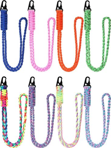 Quelay 8 Pcs Heavy Duty Paracord Lanyard Keychain Paracord Necklace Cell Phone Keychain Whistles Wrist Braided Strap in Saudi Arabia