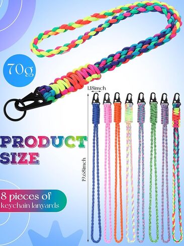 Quelay 8 Pcs Heavy Duty Paracord Lanyard Keychain Paracord Necklace Cell Phone Keychain Whistles Wrist Braided Strap in Saudi Arabia