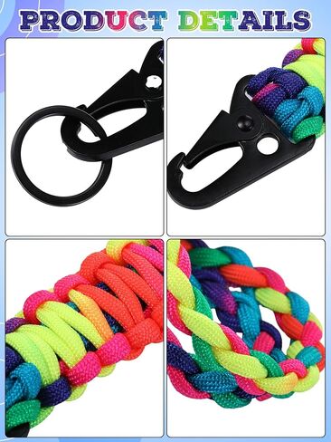 Quelay 8 Pcs Heavy Duty Paracord Lanyard Keychain Paracord Necklace Cell Phone Keychain Whistles Wrist Braided Strap in Saudi Arabia