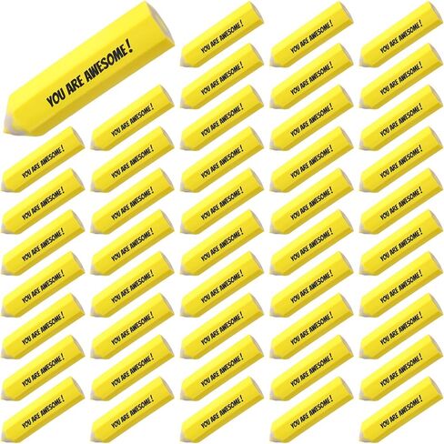 Maitys 50 Pcs Pencil Shaped Erasers for Kid Motivational Cute Yellow Eraser Bulk Eraser Kid Pencil Eraser You are Awesome Valentine's Day Gift for Student Party Favor Prize Back to School Supplies in Kuwait