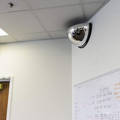 مرآة نصف قبة أكريليك مقاومة للخدش مقاس 18 بوصة مع ظهر بلاستيكي، مرآة أمان داخلية مستديرة للممر، رؤية جانبية للمستودع، مرآة للاستخدام المكتبي - معادن الرؤية (DSR1812) in Kuwait