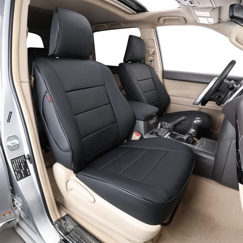 أغطية مقاعد السيارة EKR مقاس مخصص 4Runner لسيارة Toyota 4Runner 2011-2024 (فقط لإصدار 5 مقاعد) - مجموعة كاملة، جلد (أسود) in Kuwait