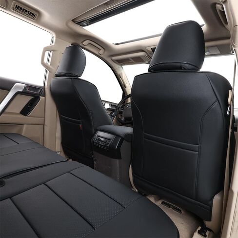أغطية مقاعد السيارة EKR مقاس مخصص 4Runner لسيارة Toyota 4Runner 2011-2024 (فقط لإصدار 5 مقاعد) - مجموعة كاملة، جلد (أسود) in Kuwait