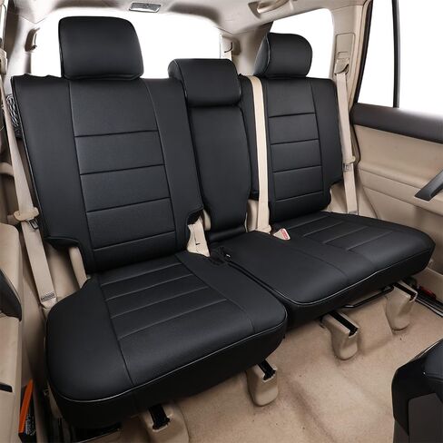 أغطية مقاعد السيارة EKR مقاس مخصص 4Runner لسيارة Toyota 4Runner 2011-2024 (فقط لإصدار 5 مقاعد) - مجموعة كاملة، جلد (أسود) in Kuwait