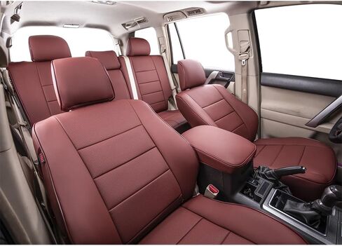 أغطية مقاعد السيارة EKR مقاس مخصص 4Runner لسيارة Toyota 4Runner 2011-2024 (فقط لإصدار 5 مقاعد) - مجموعة كاملة، جلد (أسود) in Kuwait