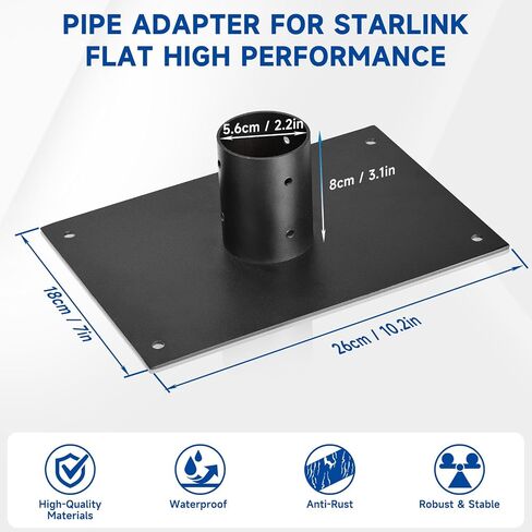 Sturdy Pipe Adapter Mounting Kit for Starlink Gen 2 V2 [Flat High Performance] Antenna - Highly Compatible - Metal Alloy Bracket for Starlink Gen2 Internet Satellite Dish Roof Pole Mount Holder in Saudi Arabia