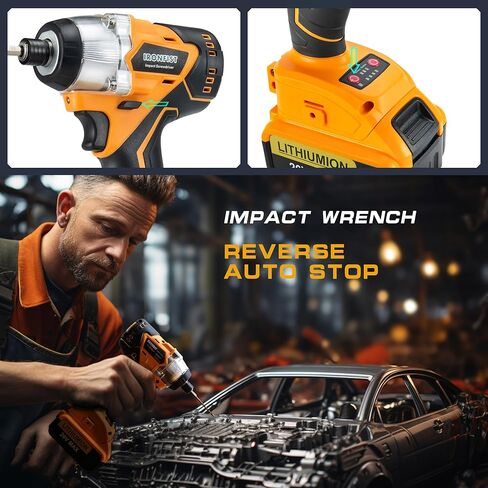 مفك تأثير IRONFIST لبطاريات DEWALT 20V، مفك براغي تأثير قوة المحرك بدون فرش مع تصميم لاسلكي، عزم دوران 420 نيوتن متر (بدون بطارية) in Kuwait