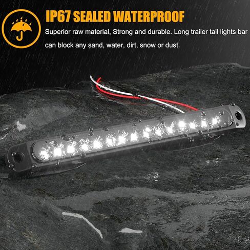 PSEQT 10 بوصة LED مقطورة أضواء الذيل شريط أحمر إيقاف بدوره أضواء تحديد الذيل تجميع التخليص شريط إضاءة مقطورة مع عدسة مدخنة مقاومة للماء لعربة الجولف بيك اب شاحنة الطرق الوعرة RV UTV، قطعتان in Kuwait