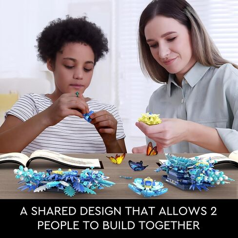 Blue Flowers Building Set, 917pcs Botanical Collection for Adults,, Creative Building Block Flowers for Table or Wall Decor, Great Centerpiece for Any Occasion in Saudi Arabia