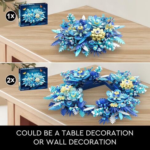 Blue Flowers Building Set, 917pcs Botanical Collection for Adults,, Creative Building Block Flowers for Table or Wall Decor, Great Centerpiece for Any Occasion in Saudi Arabia
