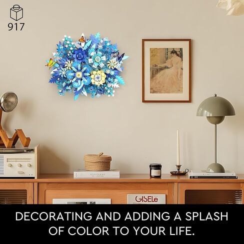 Blue Flowers Building Set, 917pcs Botanical Collection for Adults,, Creative Building Block Flowers for Table or Wall Decor, Great Centerpiece for Any Occasion in Saudi Arabia