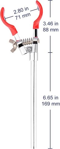 Labasics 2-Prong Swivel Clamp، قوي 2 الشق واحد ضبط متعدد الأغراض تمديد المشبك قبضة قابل للتعديل مختبر المشبك مع قضيب 7 بوصة للاستخدام المختبري in Saudi Arabia