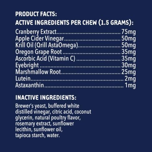 مضغ iHeartDogs للرؤية والبقع المسيل للدموع للكلاب - مكمل للعناية بعيون الكلاب لرطوبة العين + دعم الرؤية والمناعة مع زيت الكريل واللوتين والأستازانتين والتوت البري وخل التفاح وفيتامين C in Kuwait