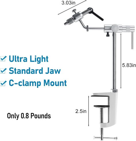 Alwonder Fly Tying Vise Aluminum Alloy, Ultra Lightweight Rotary Fly Tying Vise 360 Degree Rotation Fly Tying Vice Tools with Standard Jaw and C-Clamp Mount for Flexible Fly Fishing Tying in Saudi Arabia