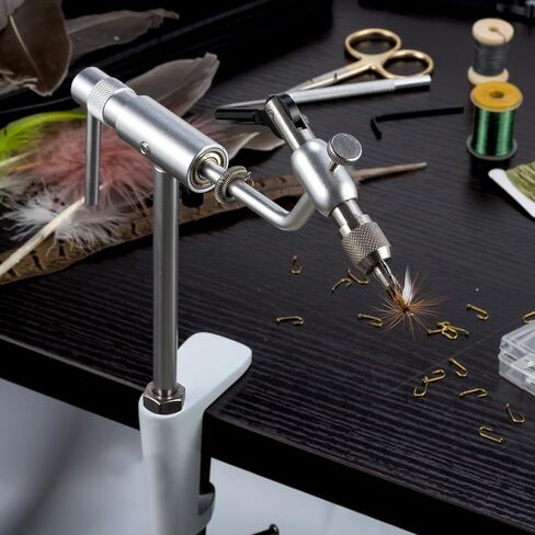 Alwonder Fly Tying Vise Aluminum Alloy, Ultra Lightweight Rotary Fly Tying Vise 360 Degree Rotation Fly Tying Vice Tools with Standard Jaw and C-Clamp Mount for Flexible Fly Fishing Tying in Saudi Arabia