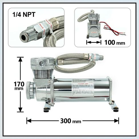 ZHSYMX 200PSI 1/4 NPT بوق قطار هوائي ثقيل/ضاغط تعليق للركوب الهوائي للقطار/الشاحنة/السيارة 12 فولت فضي in Kuwait