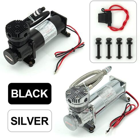 ZHSYMX 200PSI 1/4 NPT بوق قطار هوائي ثقيل/ضاغط تعليق للركوب الهوائي للقطار/الشاحنة/السيارة 12 فولت فضي in Kuwait