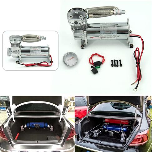 ZHSYMX 200PSI 1/4 NPT بوق قطار هوائي ثقيل/ضاغط تعليق للركوب الهوائي للقطار/الشاحنة/السيارة 12 فولت فضي in Kuwait