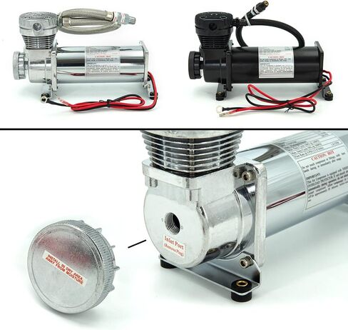 ZHSYMX 200PSI 1/4 NPT بوق قطار هوائي ثقيل/ضاغط تعليق للركوب الهوائي للقطار/الشاحنة/السيارة 12 فولت فضي in Kuwait