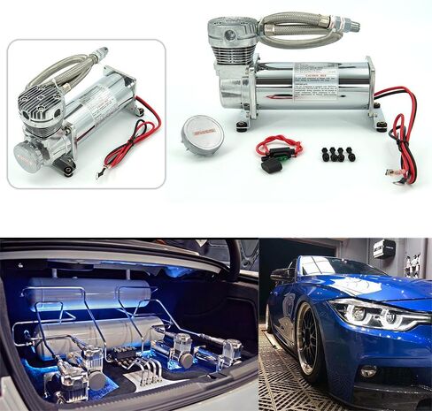 ZHSYMX 200PSI 1/4 NPT Heavy Duty Air Train Horn/Air Ride Suspension Compressor for Train/Truck/Car 12V SILVER in Kuwait