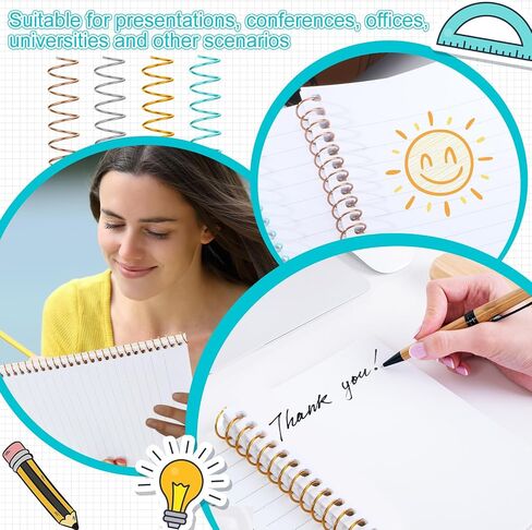 PerKoop 160 Pcs Spiral Binding Coils 10 mm 3/8" Spiral Binding Kit 5:1 Pitch Spiral Binding Spines Spiral Binder for Teacher Student Document Notebook File Binding, 4 Colors in Saudi Arabia