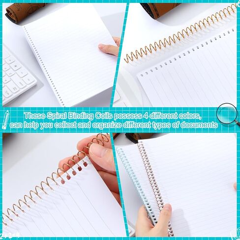 PerKoop 160 Pcs Spiral Binding Coils 10 mm 3/8" Spiral Binding Kit 5:1 Pitch Spiral Binding Spines Spiral Binder for Teacher Student Document Notebook File Binding, 4 Colors in Saudi Arabia