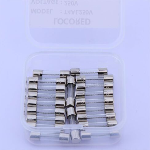 LOCORED 20 قطعة 4A 250 فولت صمامات ضربة بطيئة T4AL250V 5x20 مللي متر 4 أمبير 250 فولت فيوز 0.2x0.78 بوصة خرطوشة تأخير الوقت أنبوب زجاجي فيوز UL مدرج in Kuwait