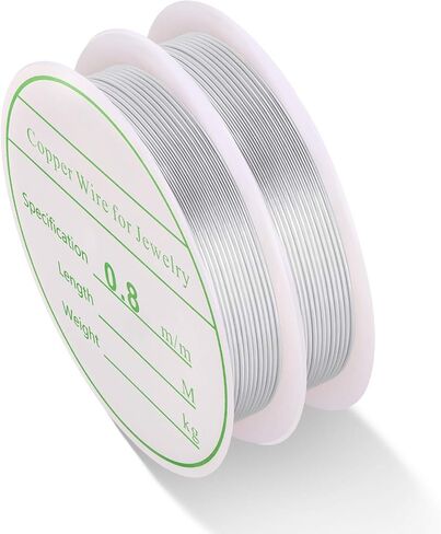MIKIMIQI 2 Pack Jewelry Wire Craft Wire 20 Gauge Tarnish Resistant Jewelry Beading Wire Copper Beading Wire for Jewelry Making Supplies and Crafting, 0.8mm X 3m for Each Pack (Gold, Silver) in Saudi Arabia