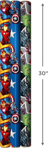 Hallmark Avengers Wrapping Paper with Cut Lines on the Reverse (3-Pack: 60 sq. ft. ttl) with Captain America, Iron Man, Black Widow, Thor and Hulk for Birthdays, Christmas, Father's Day and More in Saudi Arabia