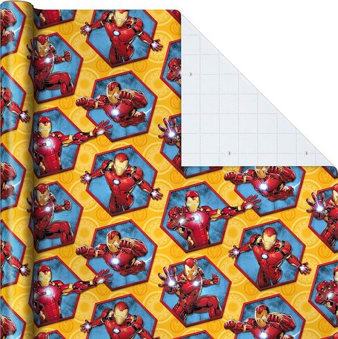 Hallmark Avengers Wrapping Paper with Cut Lines on the Reverse (3-Pack: 60 sq. ft. ttl) with Captain America, Iron Man, Black Widow, Thor and Hulk for Birthdays, Christmas, Father's Day and More in Saudi Arabia