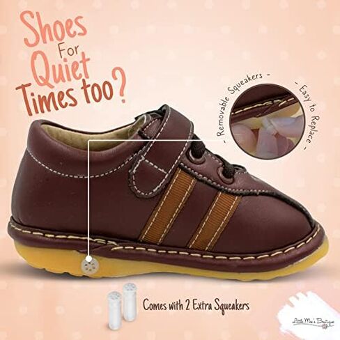 حذاء رياضي يصدر صريرًا من Little Mae's Boutique للأولاد الصغار، حذاء مشي مثالي للأطفال الصغار مع مصدر صرير قابل للإزالة وحزام قابل للتعديل - حذاء أطفال بنعل مرن in Kuwait