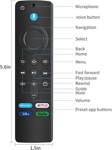 جهاز التحكم عن بعد الصوتي البديل kowhack L5B83G (الجيل الثالث) مناسب لأجهزة التلفاز الذكية Fire Stick 4K، لأجهزة التلفاز الذكية (الجيل الثاني والثالث)، وأجهزة التلفاز الذكية Stick Lite، لـ (الجيل الأول والثاني وأجهزة التلفاز الذكية) in Kuwait