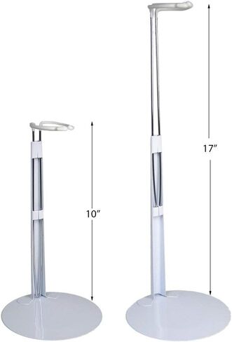 BANBERRY DESIGNS Doll Stands Set of 2 White Metal and Vinyl Holders Each Expands Approximately 10" to 17" in Saudi Arabia