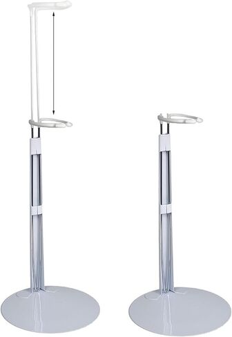 BANBERRY DESIGNS Doll Stands Set of 2 White Metal and Vinyl Holders Each Expands Approximately 10" to 17" in Saudi Arabia
