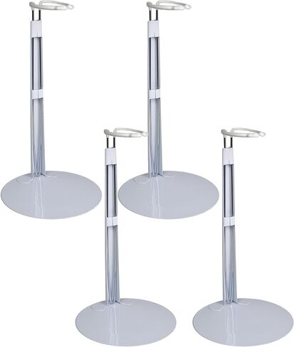 BANBERRY DESIGNS Doll Stands Set of 2 White Metal and Vinyl Holders Each Expands Approximately 10" to 17" in Saudi Arabia