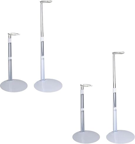 BANBERRY DESIGNS Doll Stands Set of 2 White Metal and Vinyl Holders Each Expands Approximately 10" to 17" in Saudi Arabia