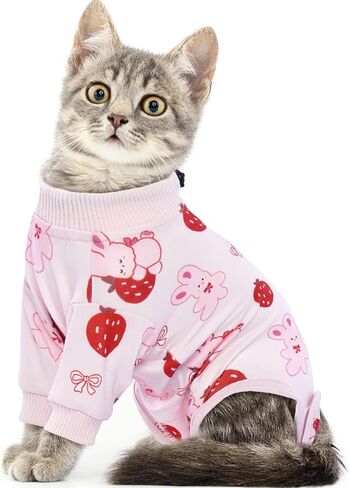 بدلة تعافي القطط من بوناويت، قطعة واحدة للقطط بعد الجراحة، بدلة تعافي جراحي للقطط ذكر أنثى محايد، بيجامة قطط بدلة للجسم بعد الجراحة، سترة تعقيم ذات ياقة إلكترونية مخروطية بديلة للقلق in Kuwait