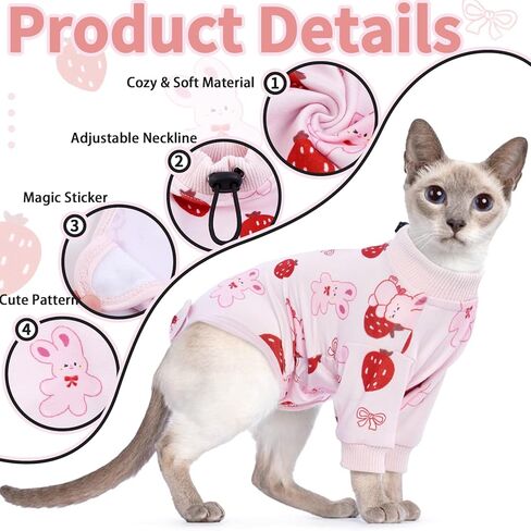 بدلة تعافي القطط من بوناويت، قطعة واحدة للقطط بعد الجراحة، بدلة تعافي جراحي للقطط ذكر أنثى محايد، بيجامة قطط بدلة للجسم بعد الجراحة، سترة تعقيم ذات ياقة إلكترونية مخروطية بديلة للقلق in Kuwait