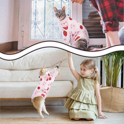 بدلة تعافي القطط من بوناويت، قطعة واحدة للقطط بعد الجراحة، بدلة تعافي جراحي للقطط ذكر أنثى محايد، بيجامة قطط بدلة للجسم بعد الجراحة، سترة تعقيم ذات ياقة إلكترونية مخروطية بديلة للقلق in Kuwait