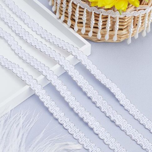 GORGECRAFT 13.1 Yards Woven French Gimp 0.6 Inch Width Silver Gimp Braid Trim Polyester Wavy Lace Ribbon Metallic Edge Upholstery Fabric Fringe Trim for Costume DIY Craft Sewing Jewelry Curtain Decor in Saudi Arabia