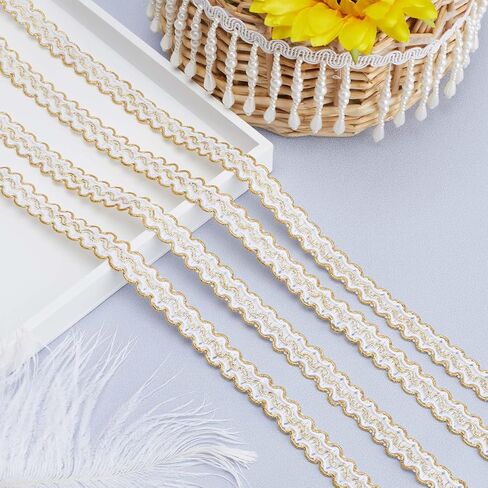 GORGECRAFT 13.1 Yards Woven French Gimp 0.6 Inch Width Silver Gimp Braid Trim Polyester Wavy Lace Ribbon Metallic Edge Upholstery Fabric Fringe Trim for Costume DIY Craft Sewing Jewelry Curtain Decor in Saudi Arabia