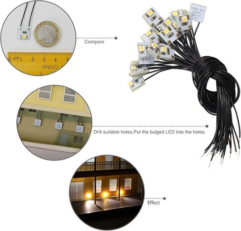 DD00WM 20pcs Pre Wired Warm White SMD 3528 Led Lamp Light Set 12V ~ 18V 0.24W in Saudi Arabia