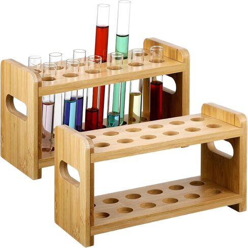Yoande 2 Pcs 18ml Bamboo Test Tube Holder Rack 12 Holes Lab Test Tube Holder for Test Tube Wooden Centrifuge Tube Holder Bamboo Lab Test Tube Stand for Science Experiments Scientific Theme Party in Kuwait