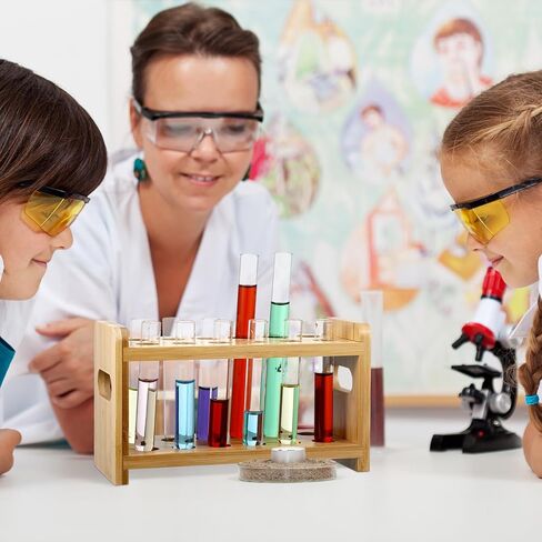 Yoande 2 Pcs 18ml Bamboo Test Tube Holder Rack 12 Holes Lab Test Tube Holder for Test Tube Wooden Centrifuge Tube Holder Bamboo Lab Test Tube Stand for Science Experiments Scientific Theme Party in Kuwait