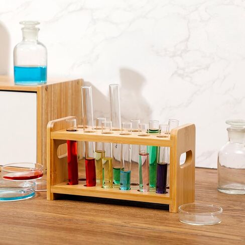 Yoande 2 Pcs 18ml Bamboo Test Tube Holder Rack 12 Holes Lab Test Tube Holder for Test Tube Wooden Centrifuge Tube Holder Bamboo Lab Test Tube Stand for Science Experiments Scientific Theme Party in Kuwait