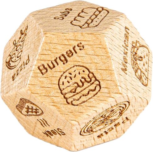 lasuroa Wooden Food Decider Dice, 12 Sided Date Night Choice Dice Couples Food Decision Dice Valentine's Day Dice for Him Her Husband Wife Boyfriend Girlfriend in Saudi Arabia