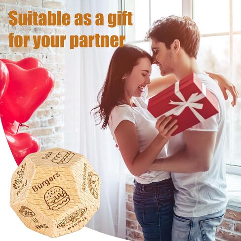 lasuroa Wooden Food Decider Dice, 12 Sided Date Night Choice Dice Couples Food Decision Dice Valentine's Day Dice for Him Her Husband Wife Boyfriend Girlfriend in Saudi Arabia