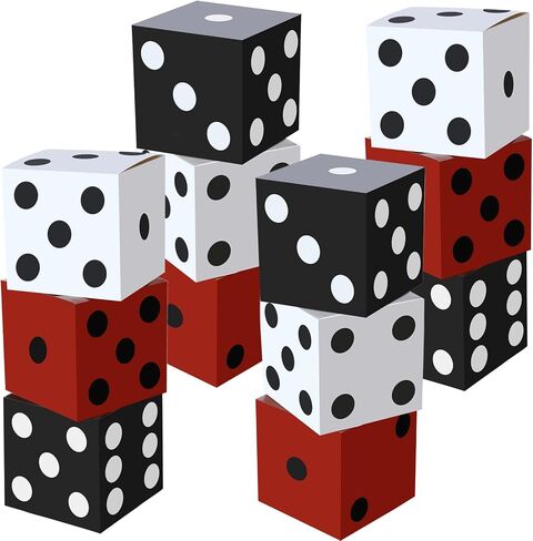 Ctosree 12 Pcs Large Casino Dice Boxes 11 in Casino Theme Party Decoration Vegas Jumbo Giant Dice Centerpieces Table Top Dice Casino Night Graduation Prom Birthday Party Supply(Black, White, Red) in Saudi Arabia